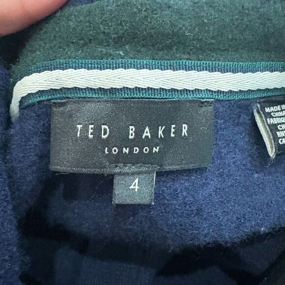 Ted Baker Navy Blue Wool Snap Closure Jacket Sz 10 US Women’s - Picture 7 of 10